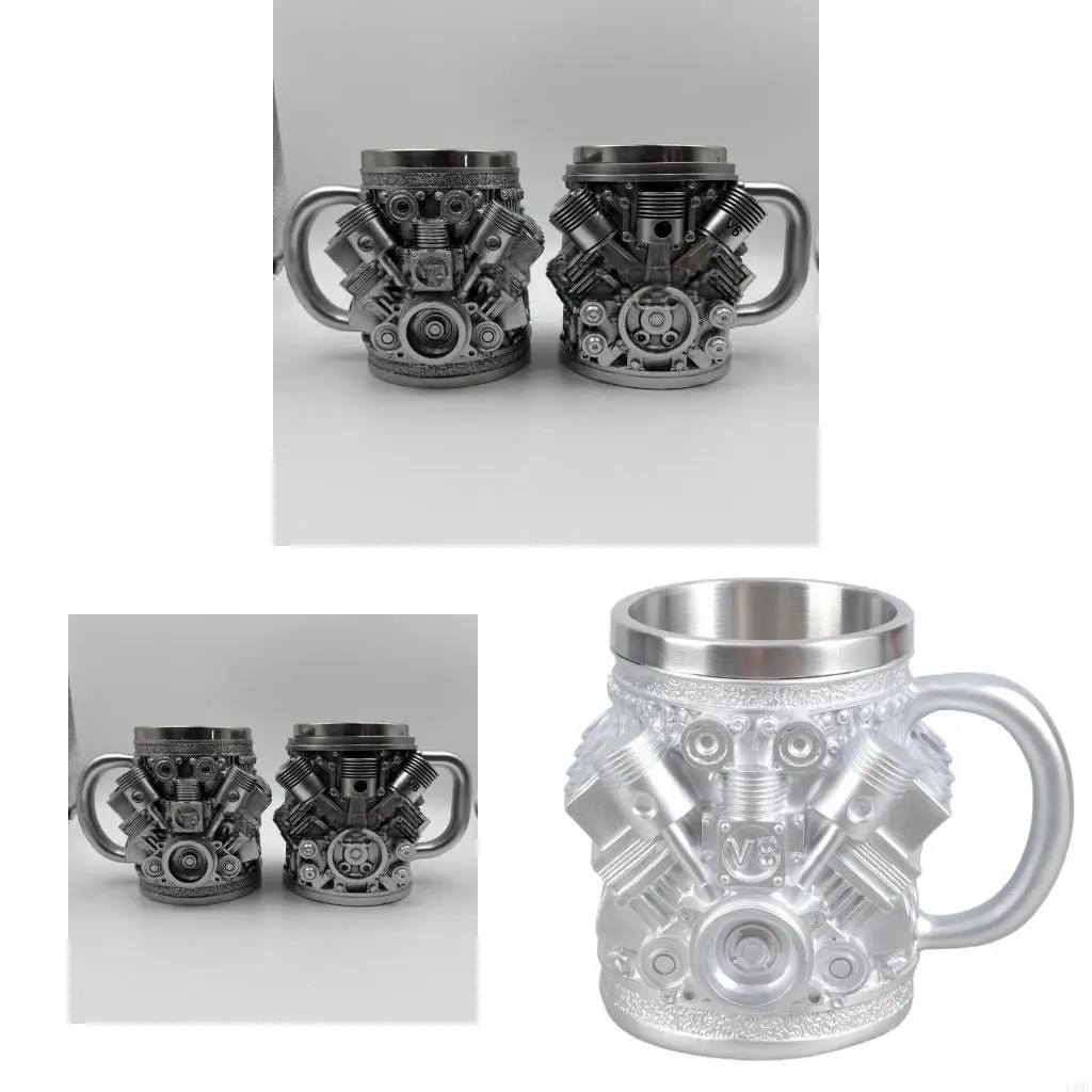 L9BE Edelstahl-Harz-isolierte Kaffeetasse mit Motor, mechanische Details, Bierbecher für Automobilbegeisterte Image