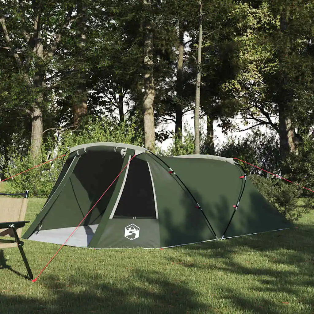 Tunnelzelt für 3 Personen, grün und weiß, 328 x 228 x 115 cm, tragbare Campingzeltausrüstung für Familien im Freien, Anti-UV-Vordach Image