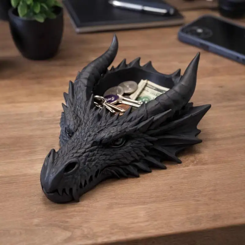 Gothic-Style Drachenkopf-Schmuckaufbewahrungstablett für den Schreibtisch im Dunklen Stil – personalisiertes Deko-Element für Ihr Zuhause