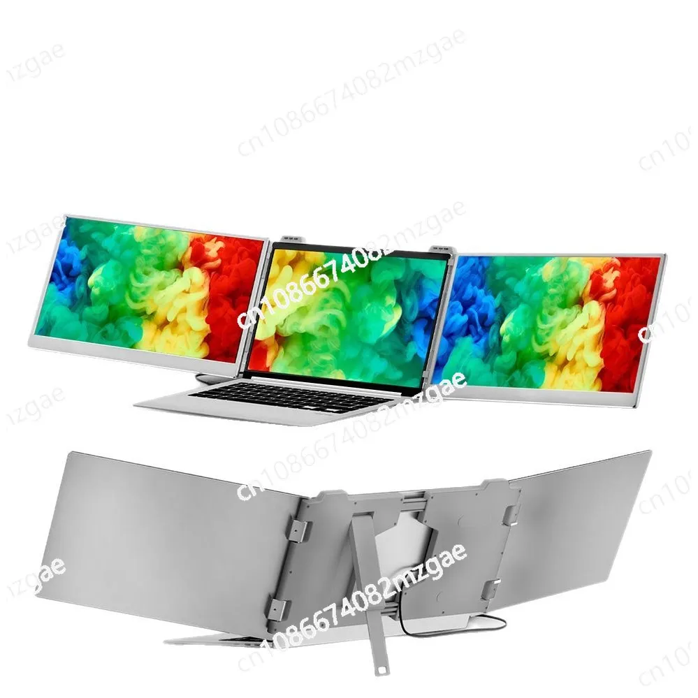 Tragbarer, faltbarer Dual-Screen-Notebook-Erweiterungsbildschirm mit hoher Auflösung und großem Farbraum für Trading-Design-Büros Image