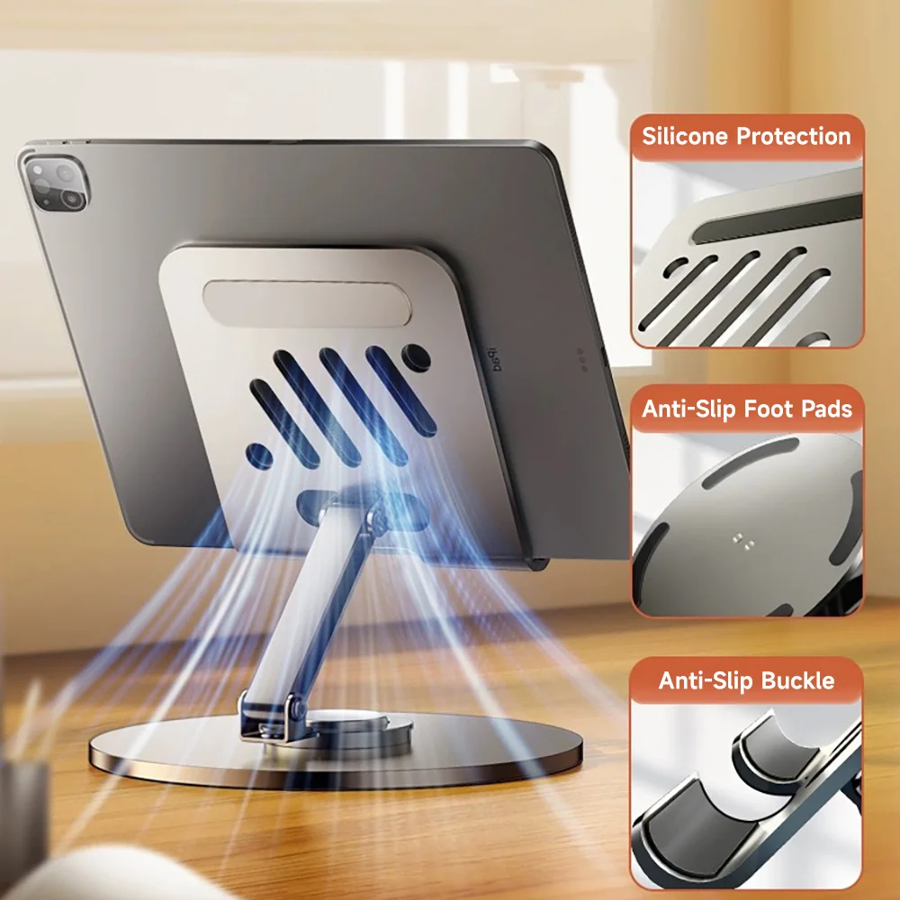 360 ° Drehbarer, verstellbarer Desktop-Laptop-Ständer aus Aluminiumlegierung, faltbarer Ständer, kompatibel mit Laptops, mehrere Farboptionen Image