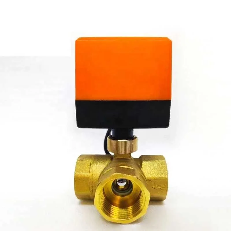 1/2 "3/4" 1 "1-1/4" 1-1/2 "2" valvola a sfera elettrica in ottone aria condizionata riscaldamento pavimento elettrovalvola a tre vie AC220V