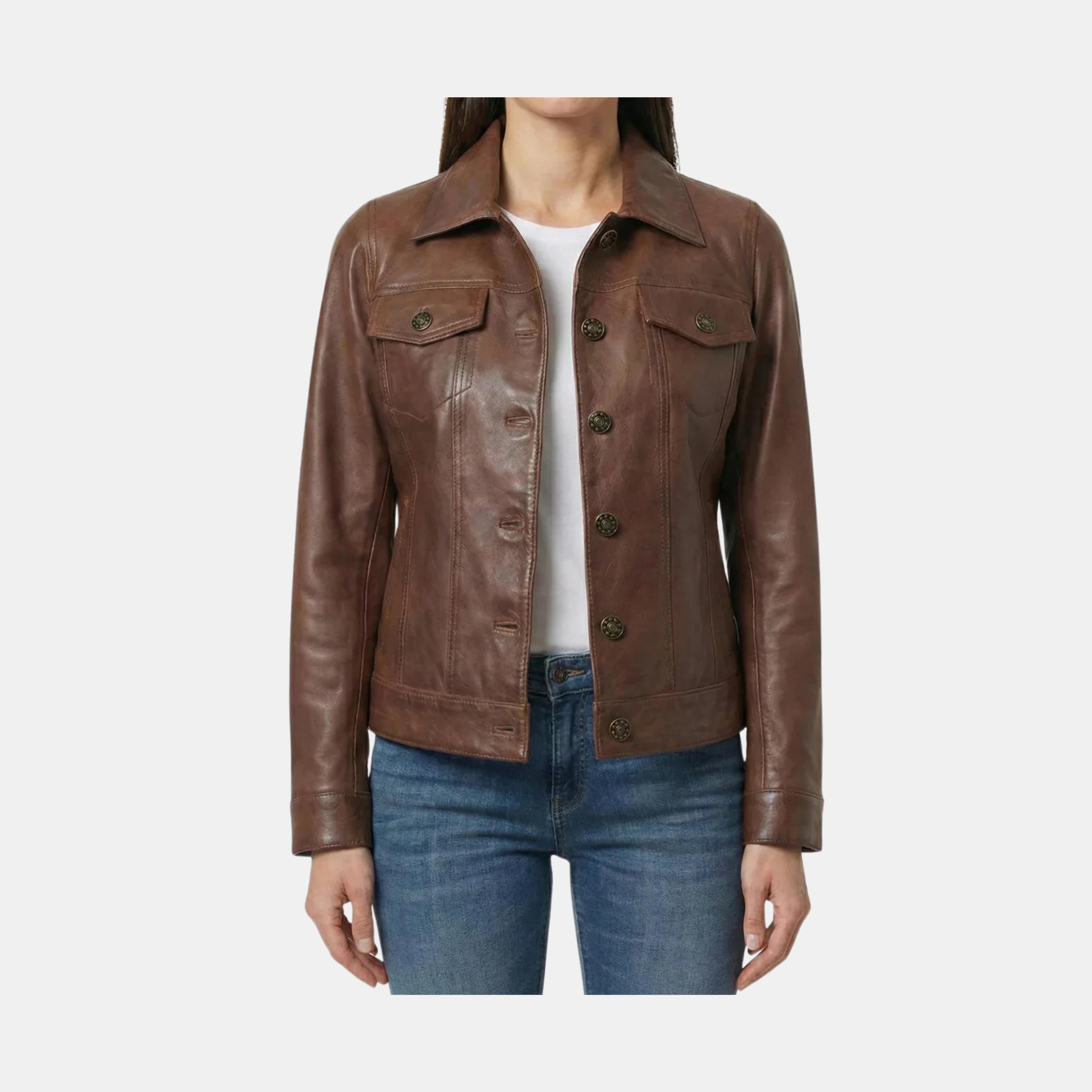 Giacca in pelle da donna fatta a mano - Giacca da motociclista personalizzata in vera pelle - Giacca da motociclista slim fit - Giacca in pelle da don
