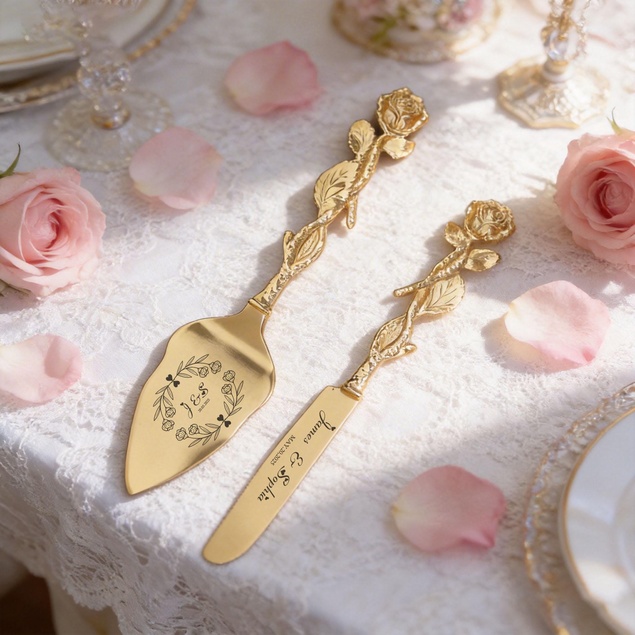 Set per tagliare la torta con incisione personalizzata, set per servire la torta, set per torta nuziale, regalo di nozze, ricordo di anniversario, add
