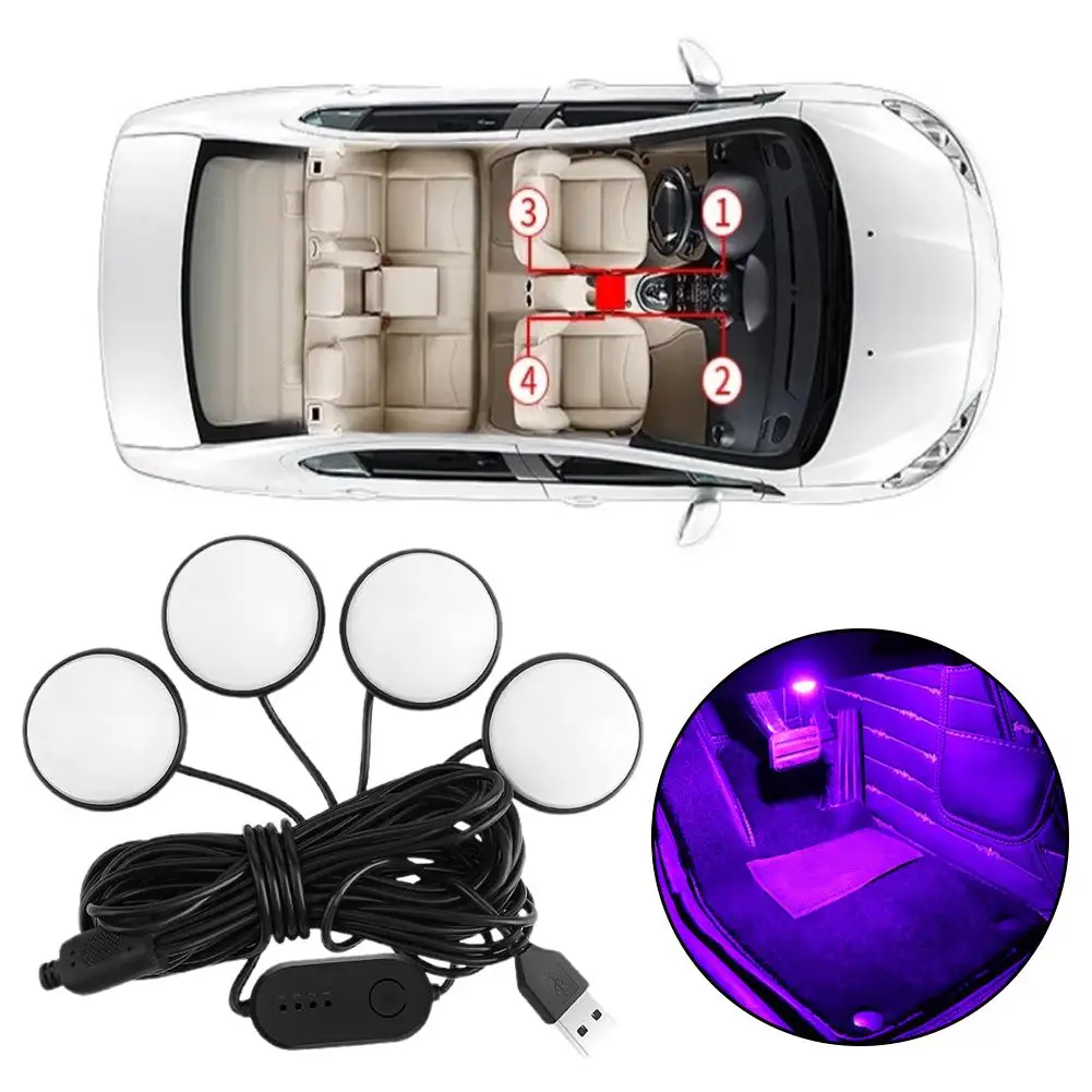 Lumière d'ambiance LED RGB pour voiture, lumière de nuit pour les pieds, lumière néon USB, lampe d'ambiance intérieure, lumière décorative d'ambiance, lumière d'ambiance pour voiture
