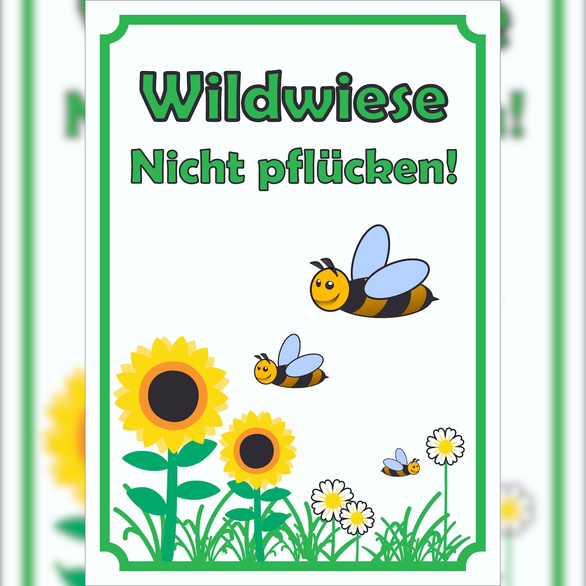 HB-Druck Schild Wildwiese Nicht pflücken hochkant A2 (420x594mm) Image