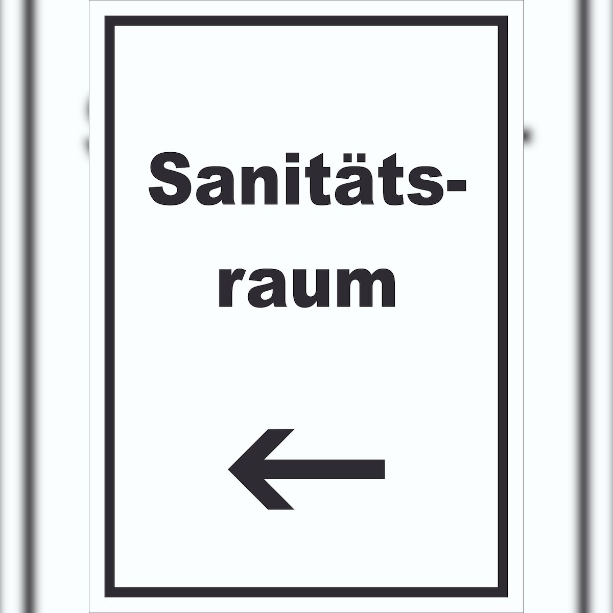 HB-Druck Sanitätsraum Schild mit Text und Richtungspfeil links Krankenzimmer hochkant A6 (105x148mm) Image