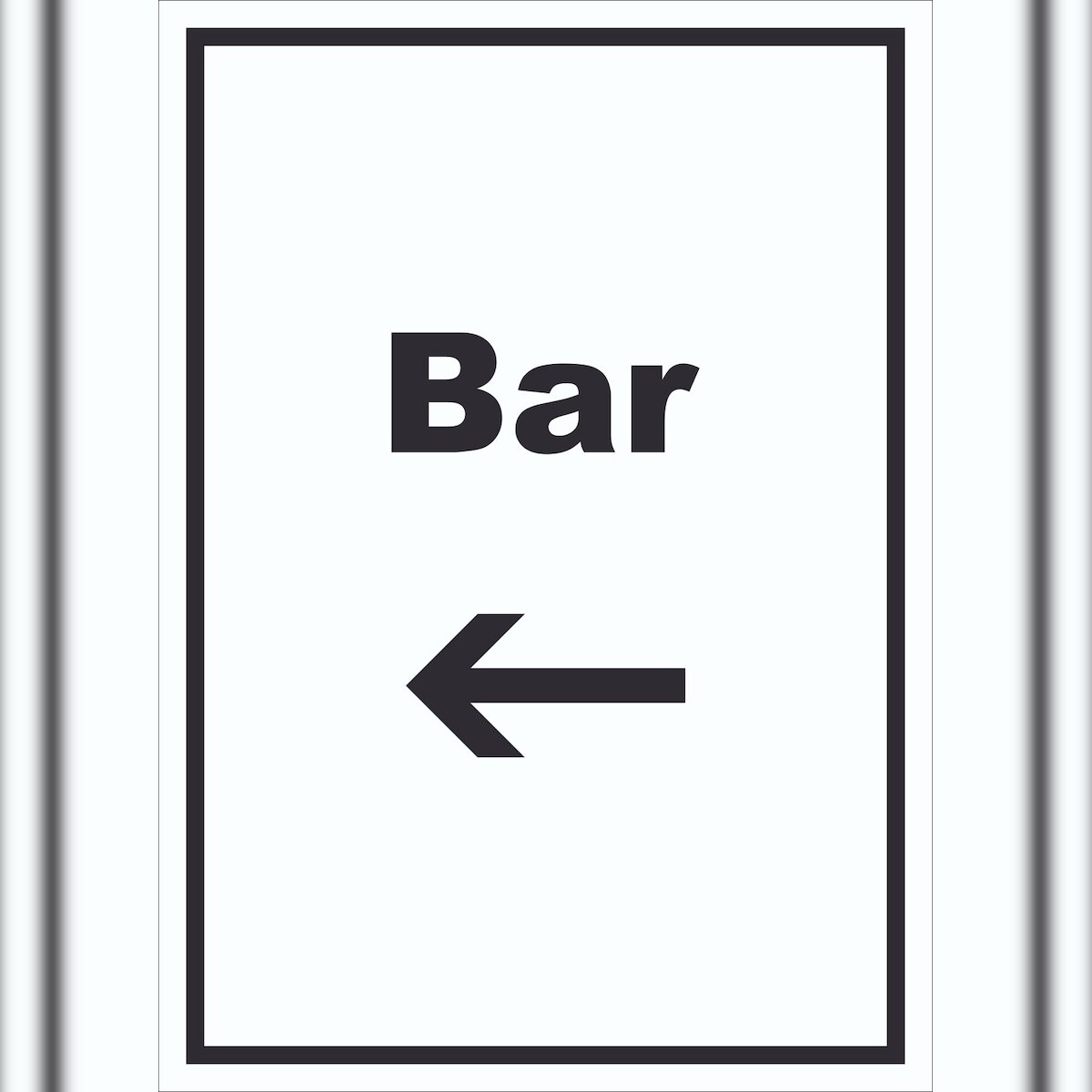 HB-Druck Bar Schild mit Text und Richtungspfeil links Pub Kneipe hochkant A0 Rückseite selbstklebend Image