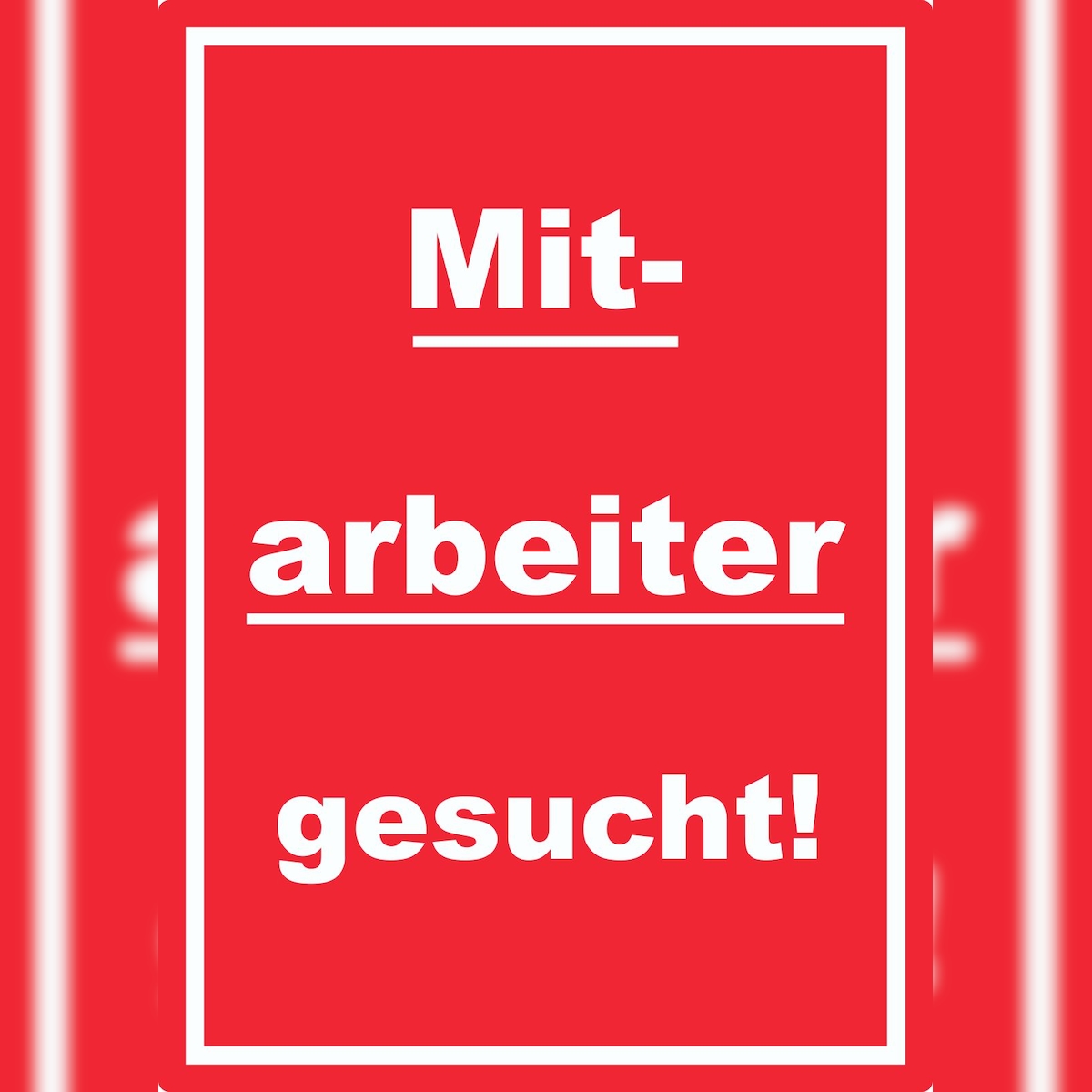 HB-Druck Mitarbeiter gesucht Aufkleber mit Text AushängeAufkleber hochkant rot-weiss A9 (37x52mm) Image