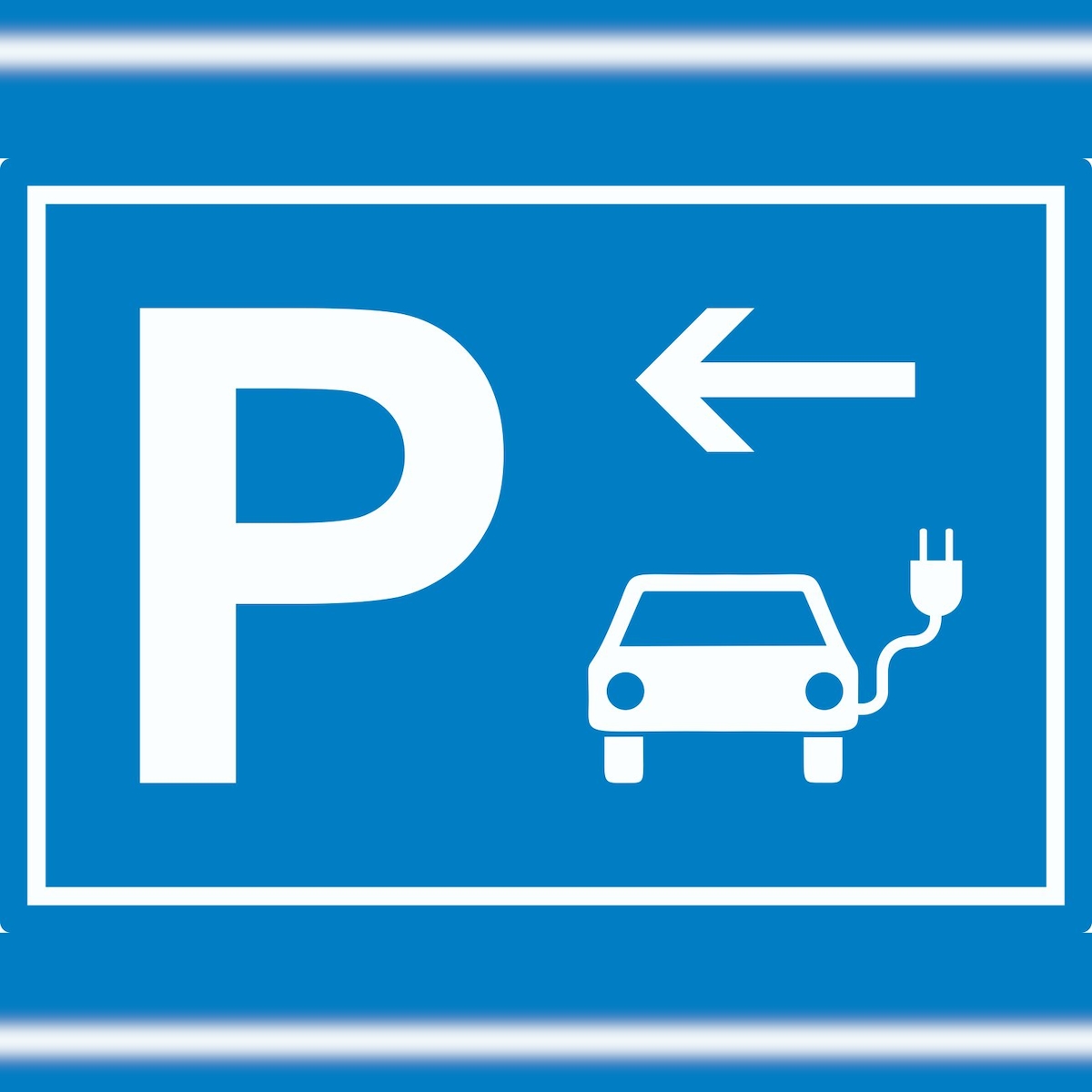 HB-Druck E-Auto Elektrofahrzeug Parkplatz Aufkleber mit Richtungspfeil links waagerecht A9 (37x52mm) Image