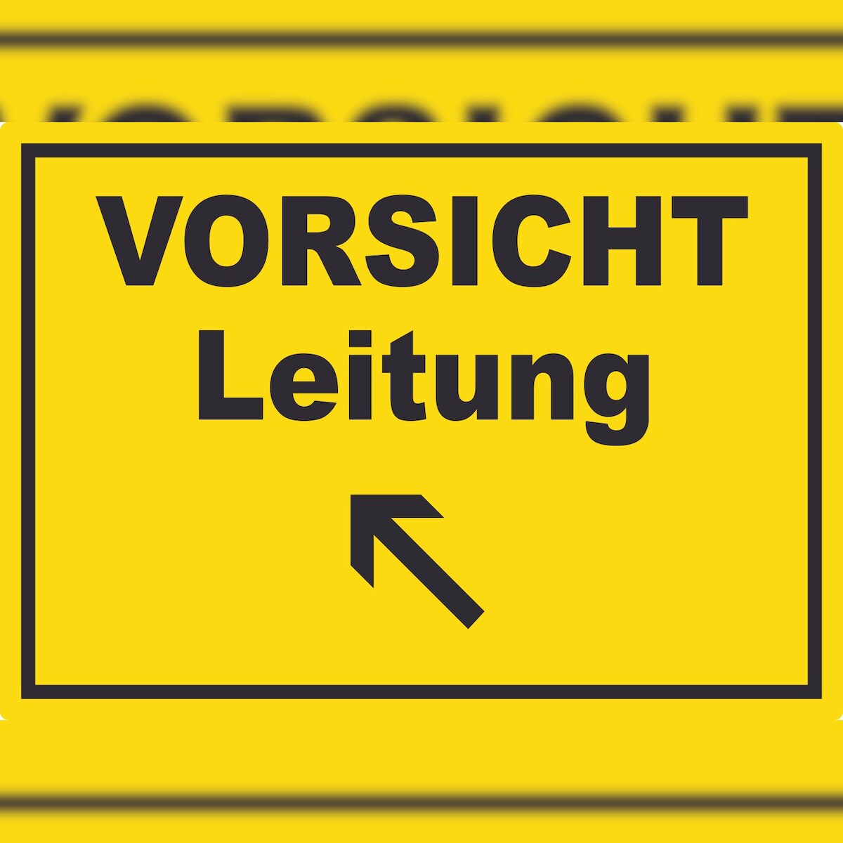 HB-Druck Vorsicht Leitung mit Richtungspfeil links oben Aufkleber A7 (74x105mm) Image