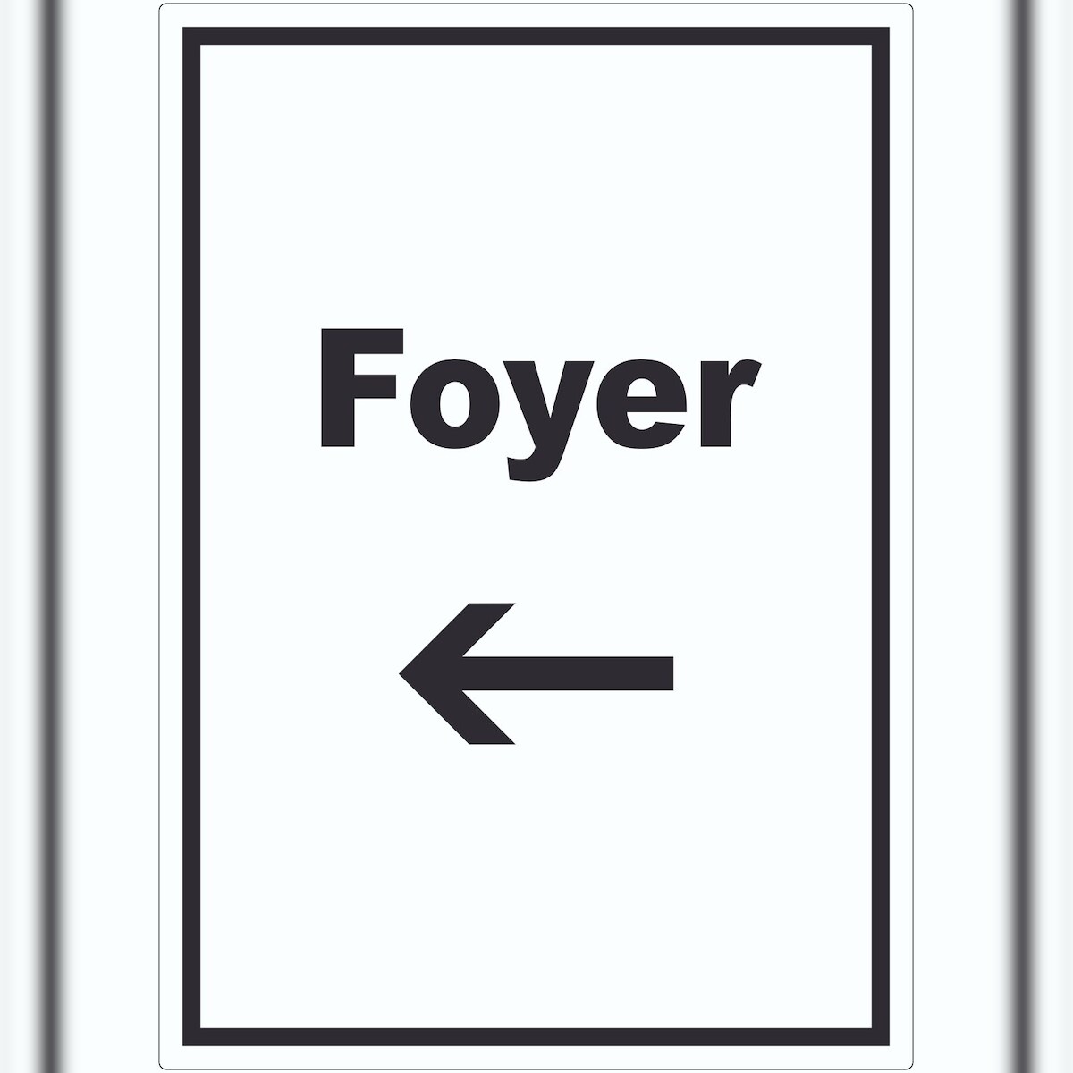 HB-Druck Foyer Aufkleber mit Text und Richtungspfeil links Eingangshalle hochkant A1 (594x841mm)