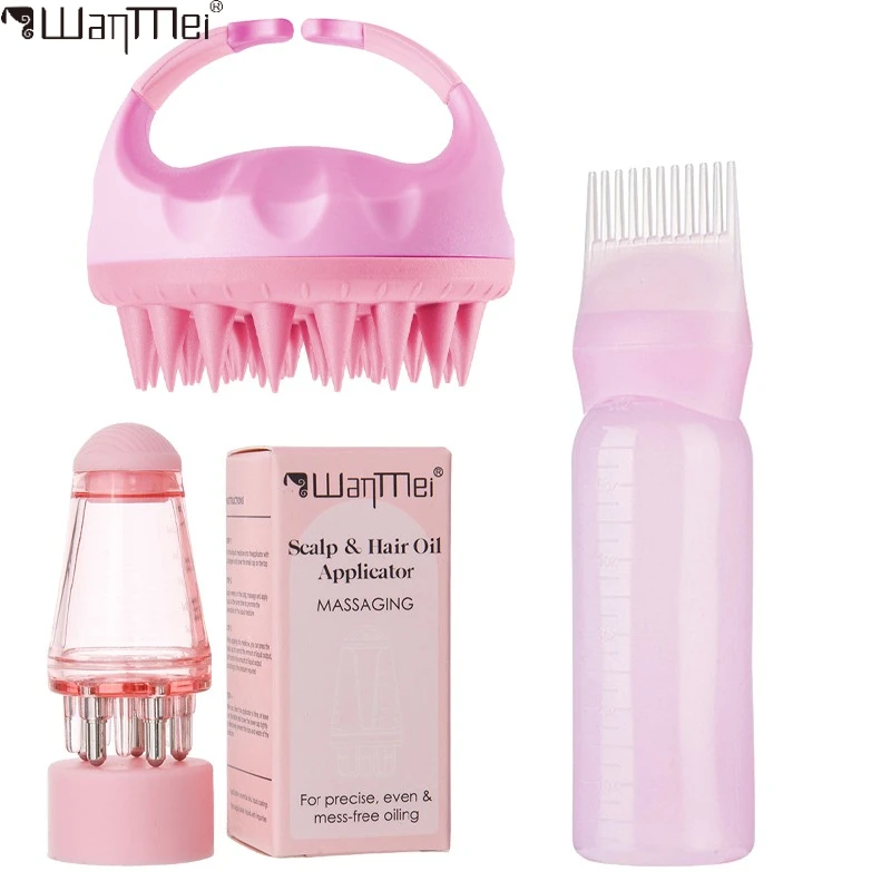 Set professionale per la cura del cuoio capelluto da 2/3 pezzi, spazzola massaggiante, applicatore di olio - per la crescita dei capelli, trattamento del cuoio capelluto, nutrimento profondo,
