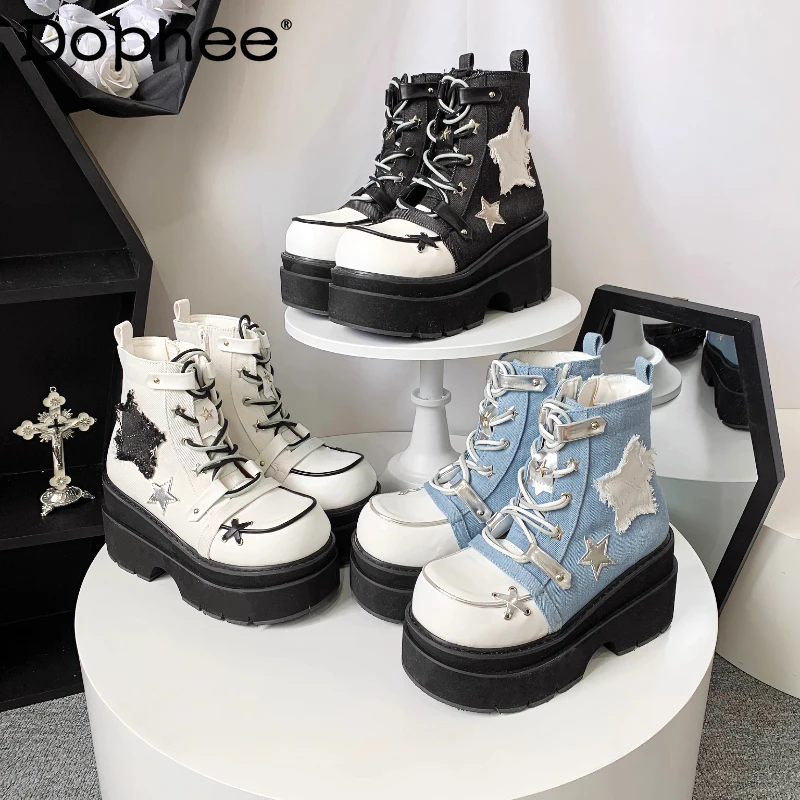 Original Punk Stil Süße Kühle Schuhe Mit Dicken Sohlen Plattform Schuhe Frühling Herbst Student Mode Vielseitige Casual Jk Kurze Stiefel