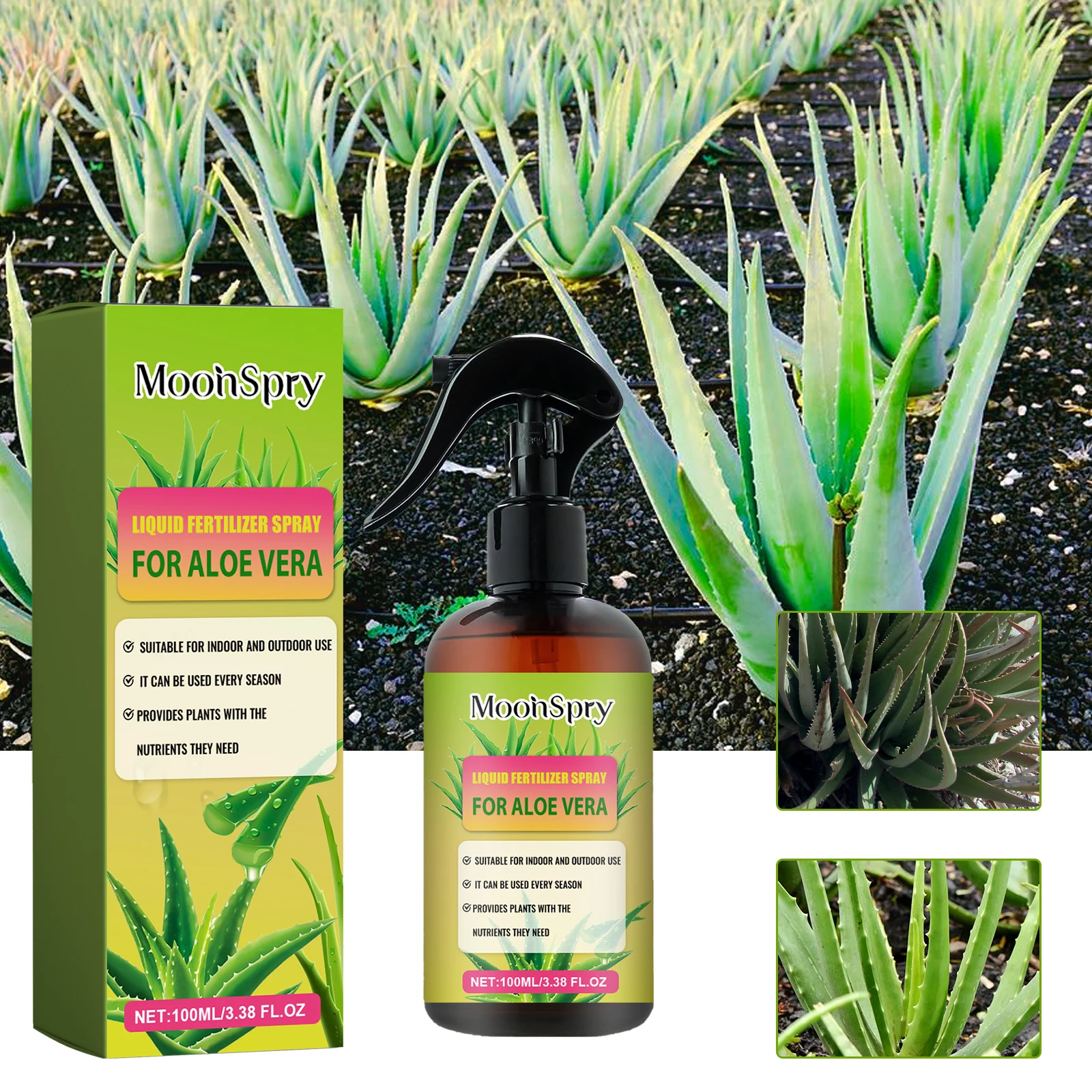 Aloe Vera-Düngerspray; Topf-Aloe-Vera-Dünger für die Hausgarten, um Wurzelrünungen zu verhindern und die Ernährung von Sämlingen zu stärken Image