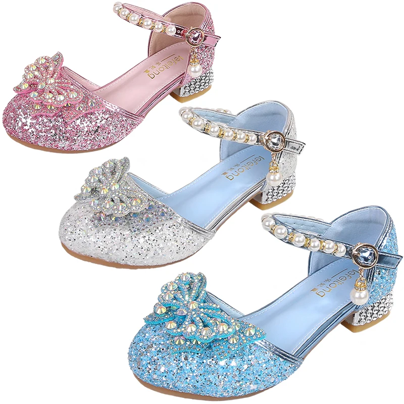 Fee Mädchen 3D Schmetterling Cinderella Prinzessin Sandalen Mode Kinder Maskerade Rolle Spielen Elegante Party High Heels Kristall Schuhe
