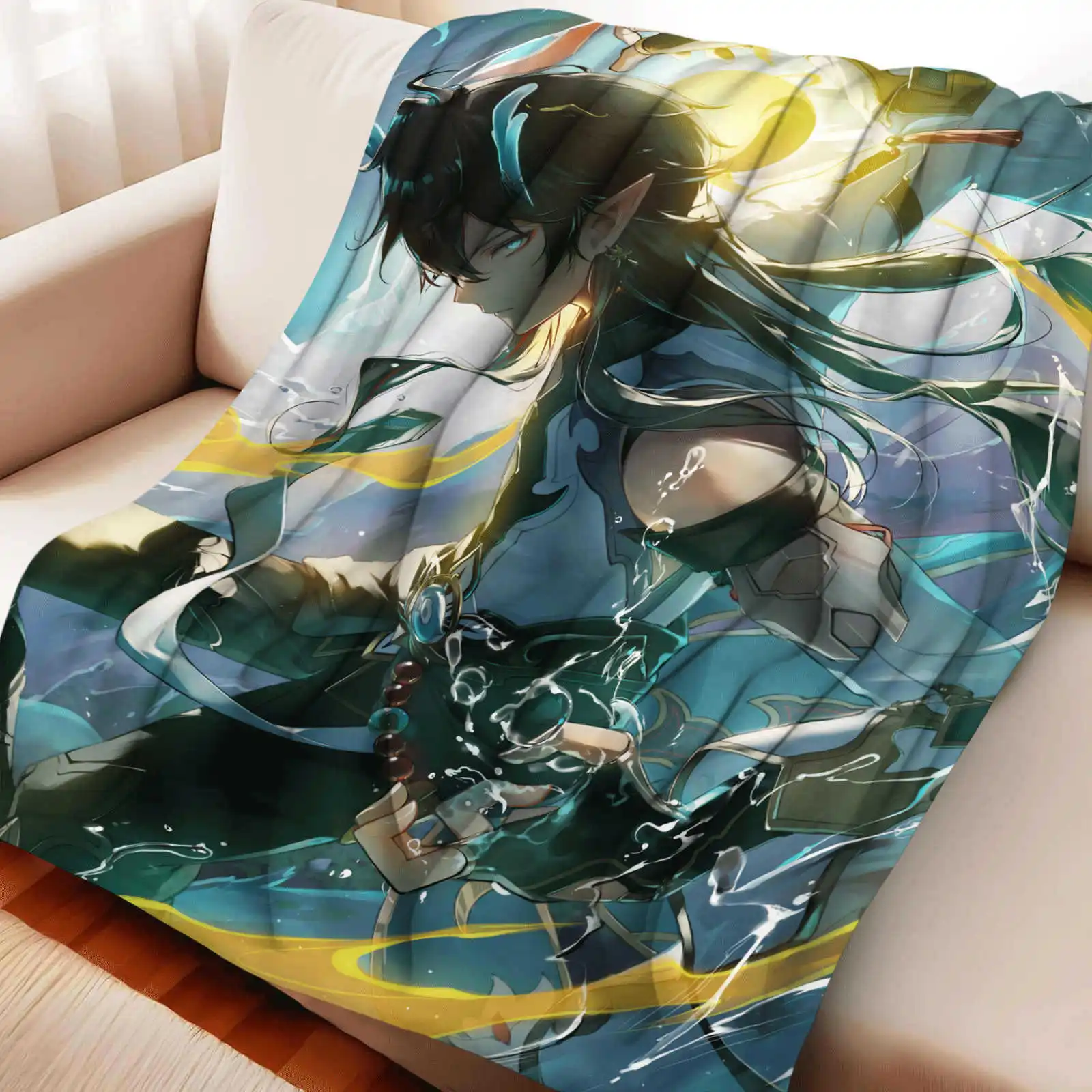 Cartoon Honkai: Star Rail Dan Heng Flanell-Deckenbezug, wärmend, weich, Anime-Nickerchendecke, multifunktionale Dekoration, Universaldecken Image