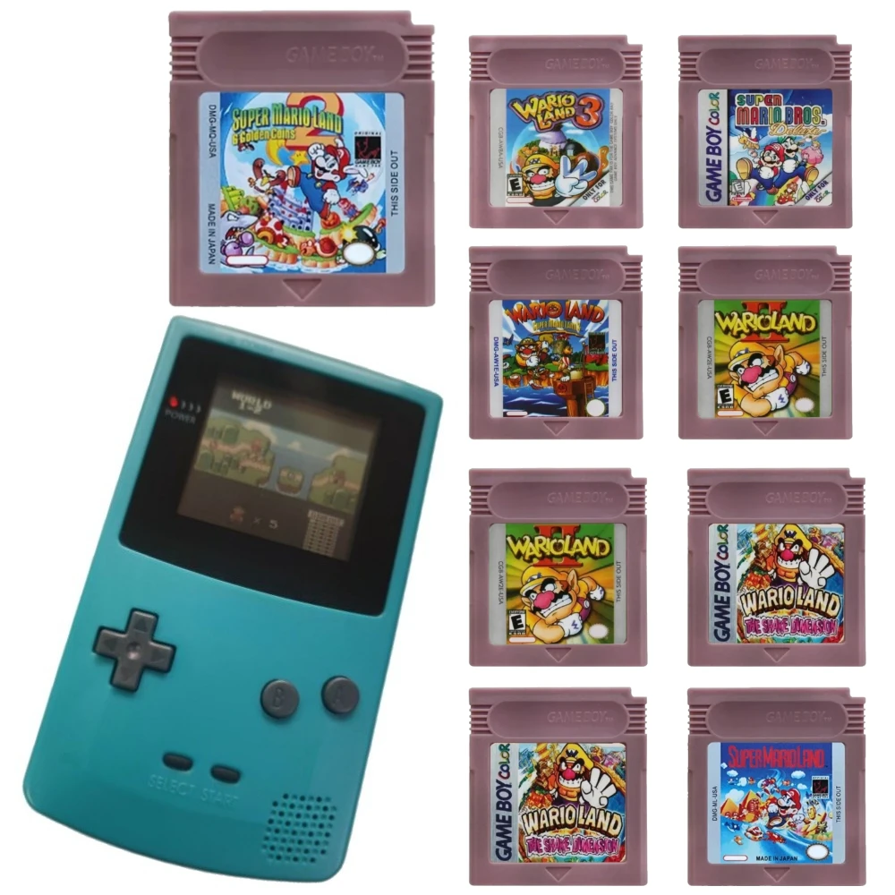 Cartouche de jeu vidéo 16 bits USA GBC, console de jeu 16 bits, carte de jeu Wario Land Donkey Kong Wario Land 2 Yoshi pour GBC/GBA Mario