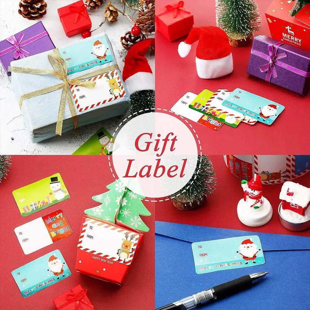 500 Stück Weihnachtsanhänger, selbstklebende Geschenkanhänger für Weihnachten, Geschenke, Weihnachtsnameetiketten, Aufkleber zum Verpacken von Papier, Geburtstag Image