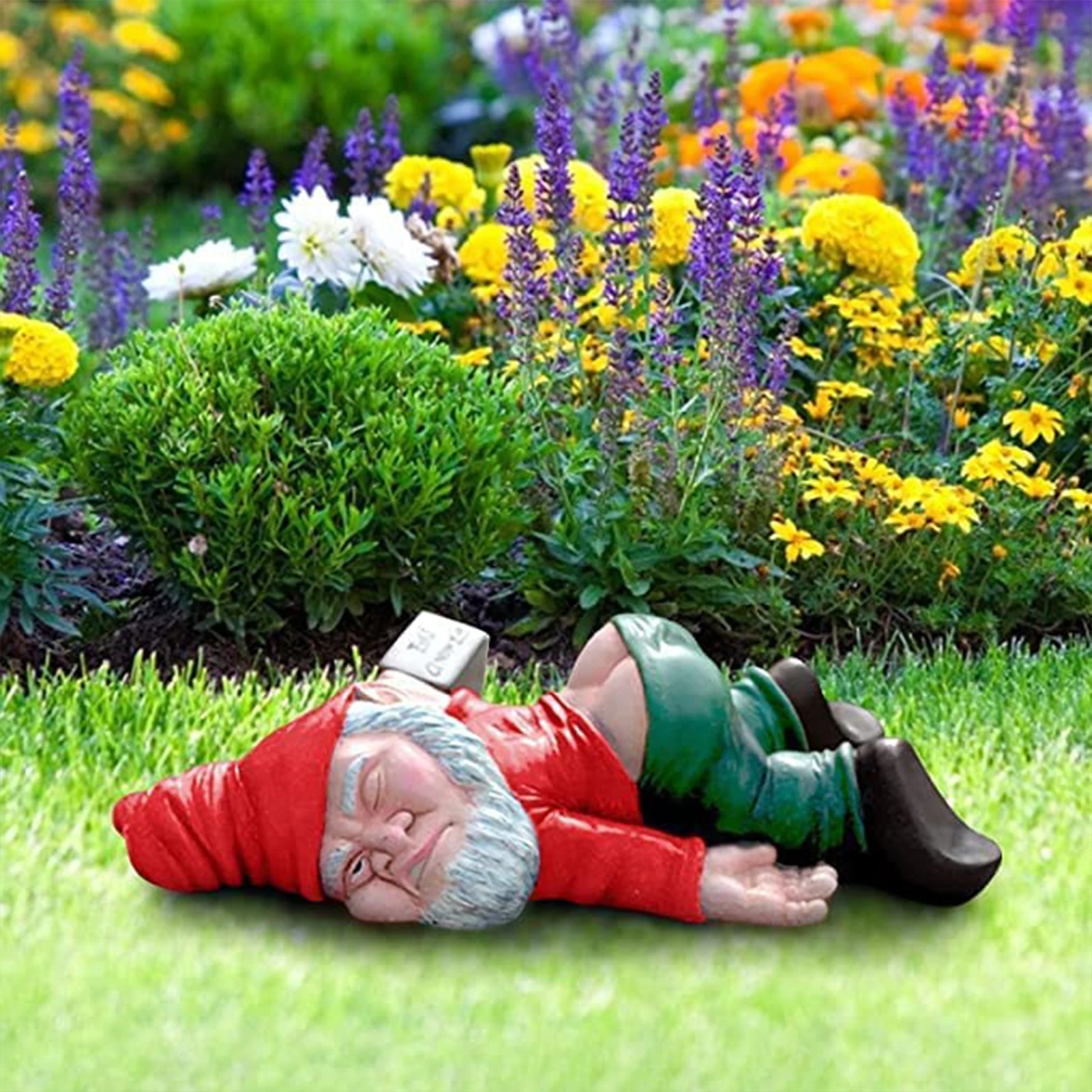 15cm roter Zwerg liegend betrunken Gnom Statuen Fee Garten Dekor Ornament Blumentopf Mikro landschaft im Freien Figur Garten Ornament