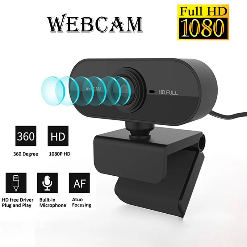 1080P Full HD Mini Web Kamera PC mit Mikrofon USB Stecker Unterstützung Desktop Laptop Geeignet für Videoanrufe Konferenz Live Arbeit Image