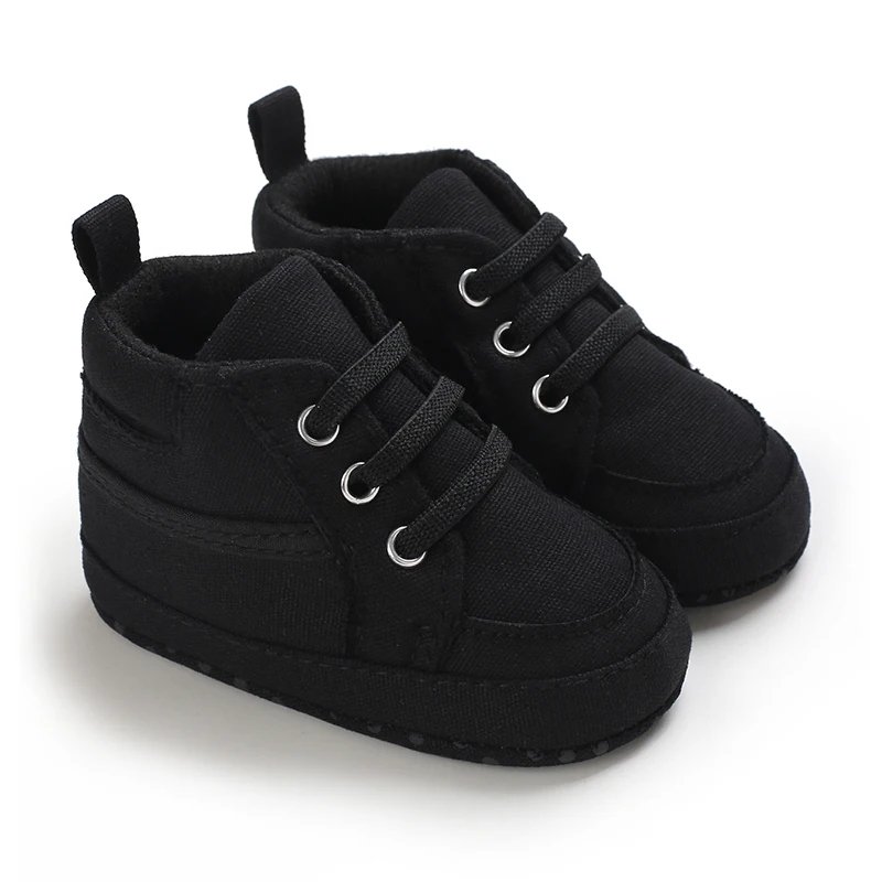 Baby-Sneaker aus Segeltuch mit hohem Schaft für Jungen und Mädchen, 0-1 Jahr, Erste-Schritte-Schuhe mit weicher Sohle, bequeme Freizeitschuhe für Neugeborene Image