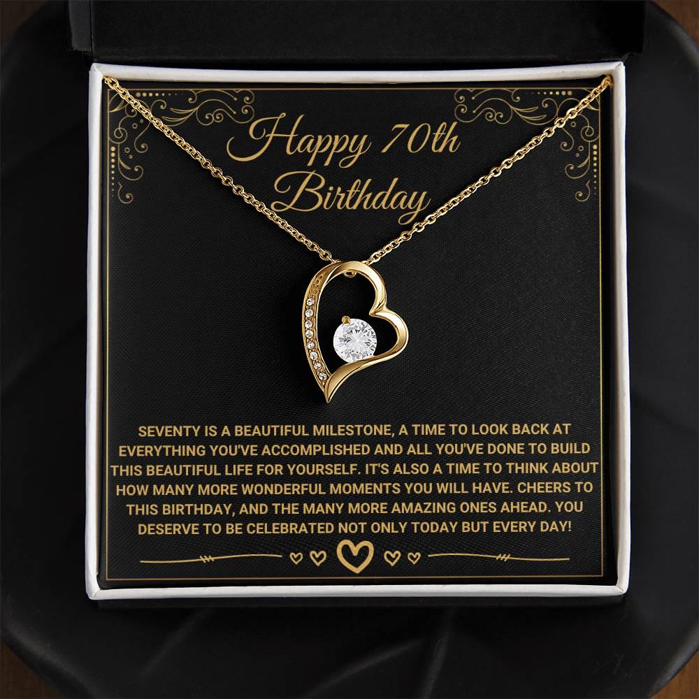 Regalo per il 70o compleanno per lei, Buon 70o compleanno, Biglietto di auguri per il 70o compleanno, Collana per il 70o compleanno, Regalo per il 70o