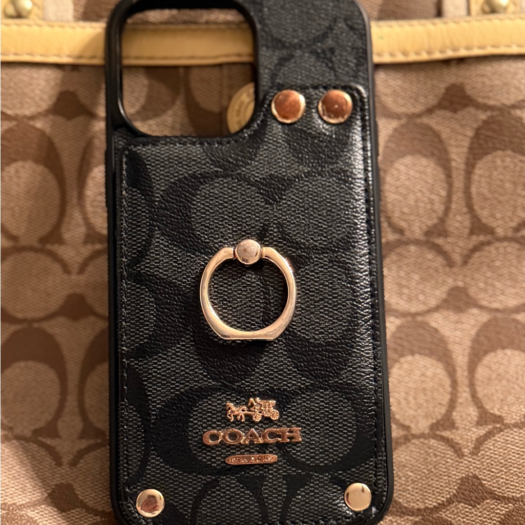 Coach Cell Phones & Accessories | Coach Black Phone Case With Gold Details Ip 14 Pro Max | Color: Black | Size: Os