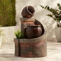 Verona 35" High Rustic Brick Garden Fountain with LED Light