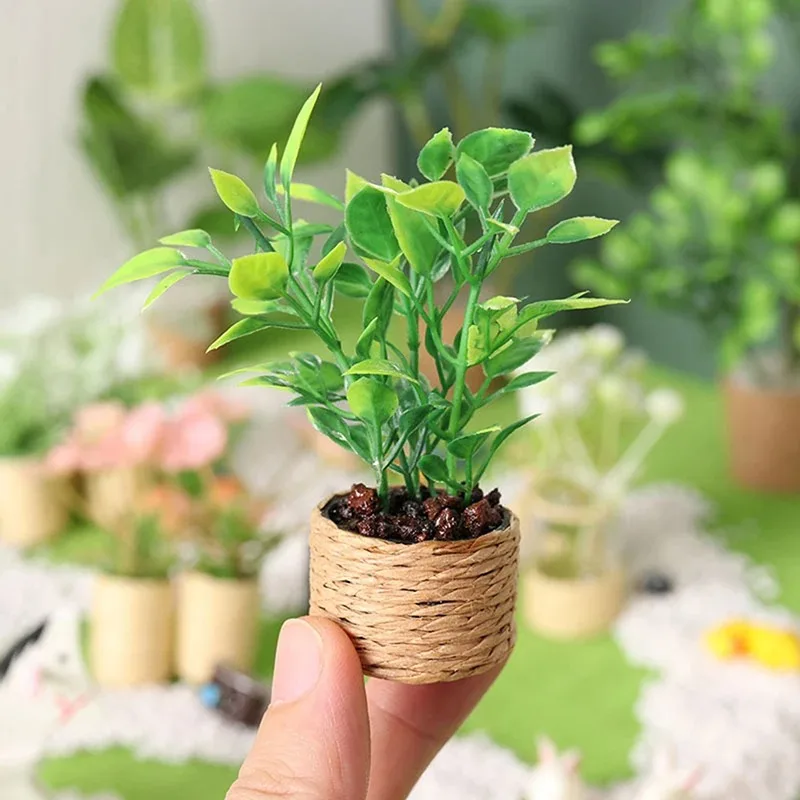 Maison de poupée Miniature 1:12, Mini arbre en Pot pour plante verte en Pot, meubles de maison de poupée, décoration de maison, Simulation de plantes en Pot