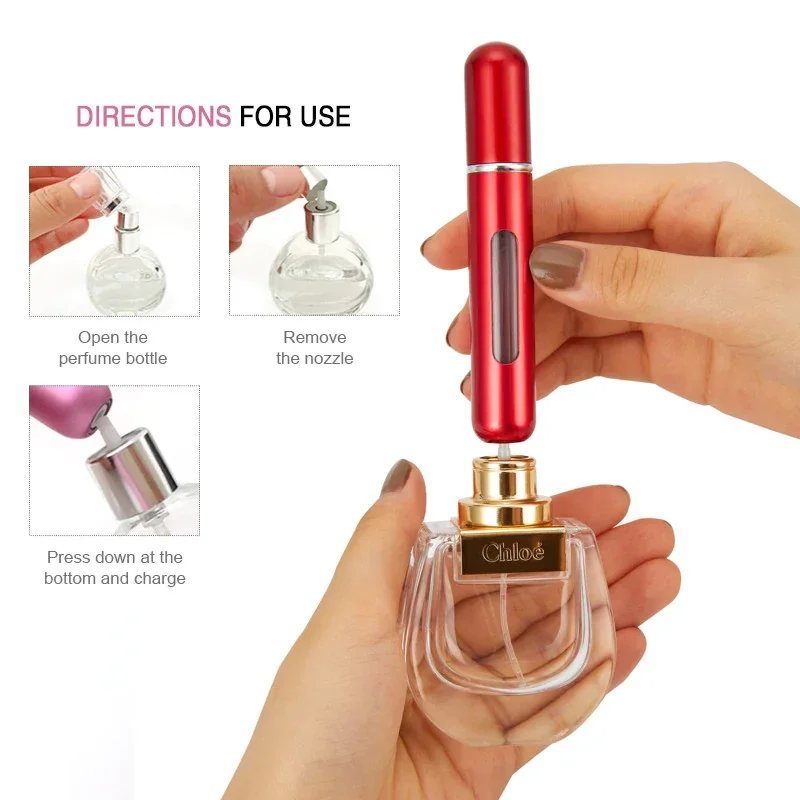 8 ml / 5 ml Parfümflaschen-Set, 8 Stück, nachfüllbare Flasche mit Sprühpumpe, leere Kosmetikbehälter, Reise-Zerstäuberflasche Image