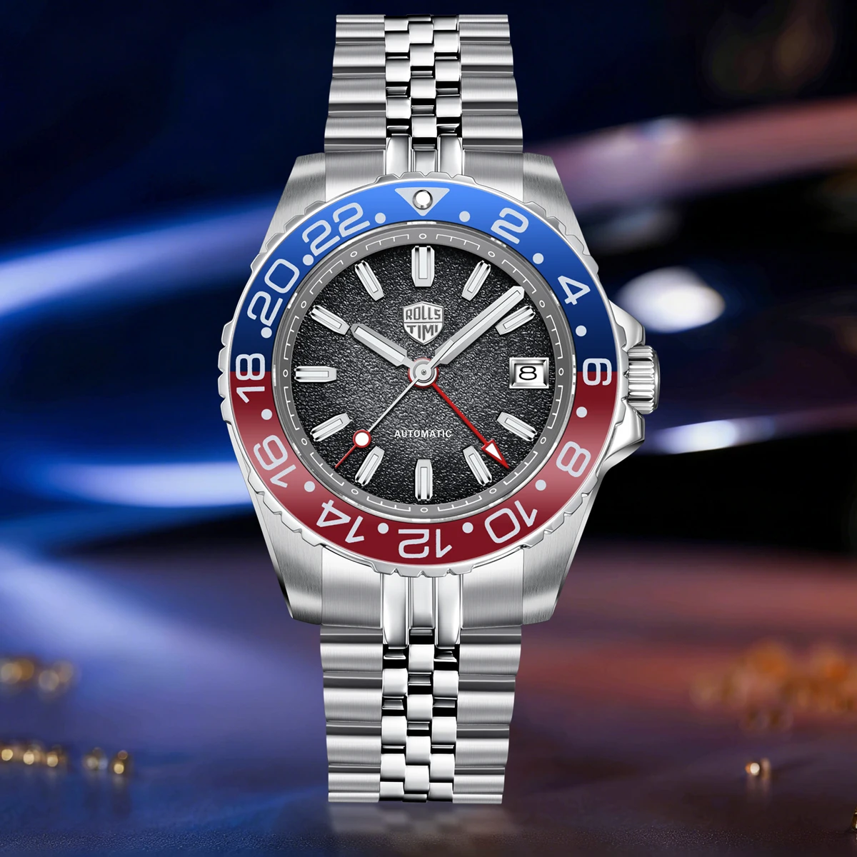 2026 RollsTimi Neue Herrenuhren Luxus GMT Automatikuhr für Männer Mechanische Armbanduhr AR Saphirglas Leuchtende Uhr NH34 Image