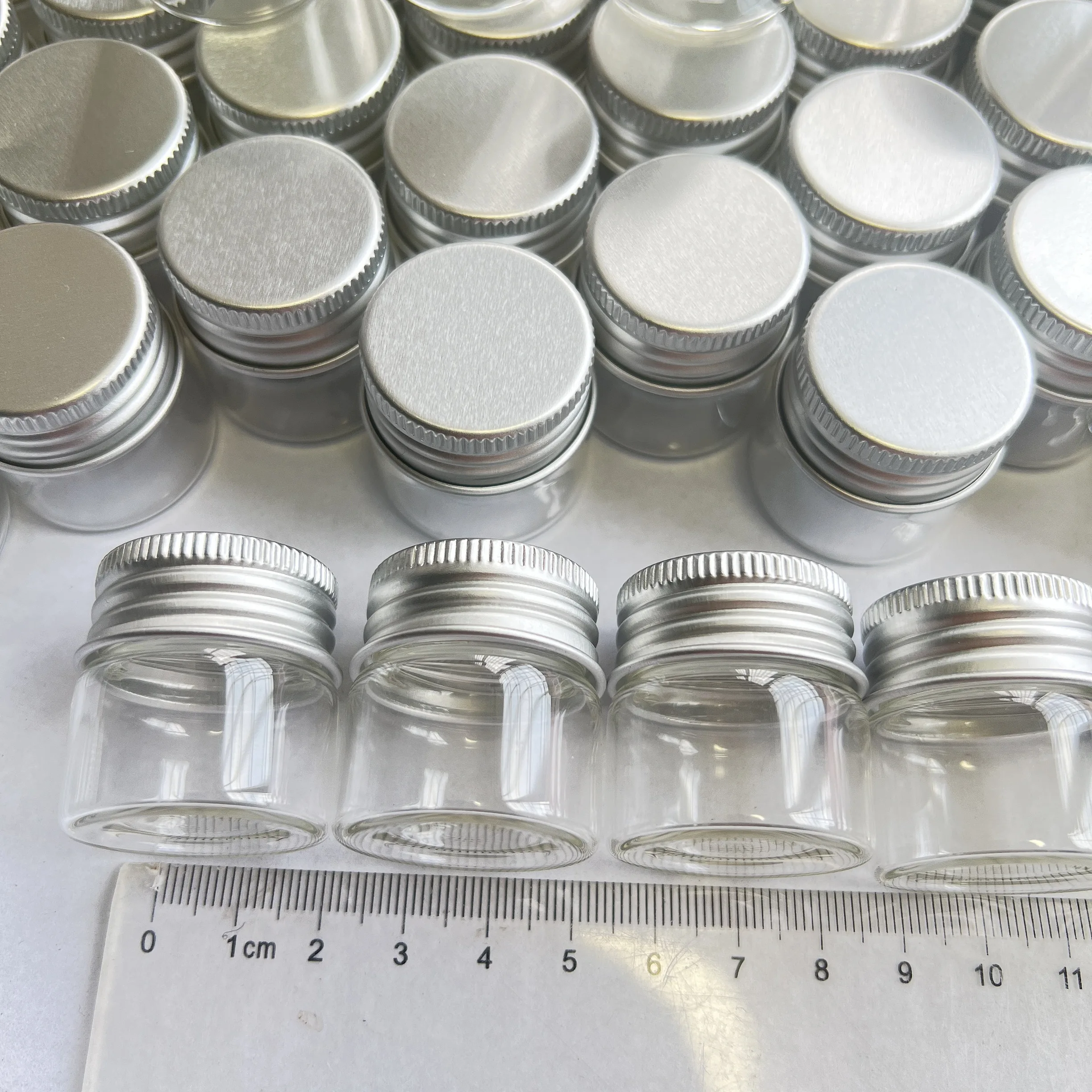 30/72/100 Stück 10 ml Glas-Wunschflaschen, Aluminium-Schraubverschlüsse, 30 x 30 mm, Mini-Quadratgläser, Nachrichten, Hochzeitsgeschenke, Partydekorationen Image