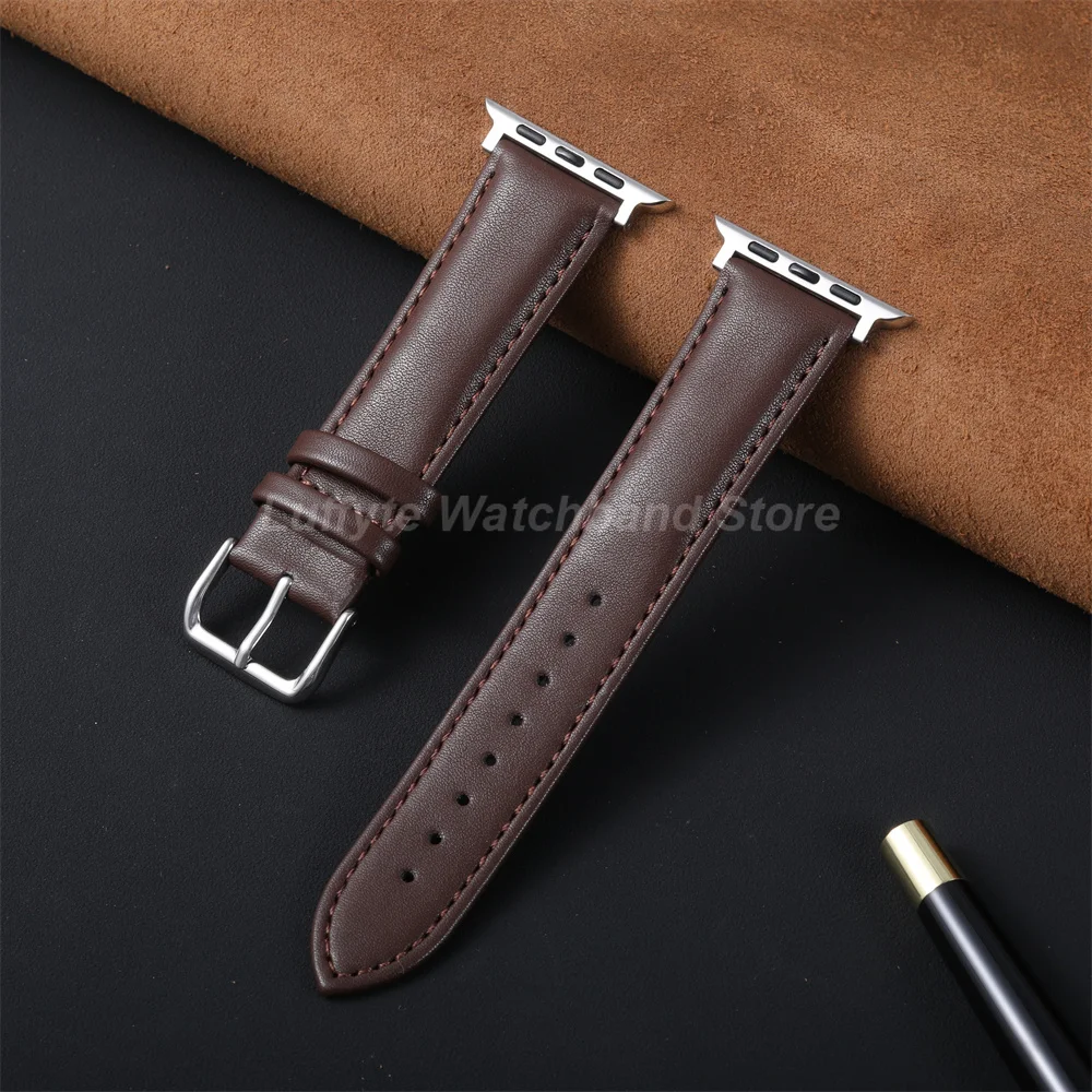 Bequemes Herren-Armband aus PU-Leder für Apple Watch Series 1-11 Ultra SE, lässiges Alltags-Uhrenarmband für iWatch 38-49mm. Image