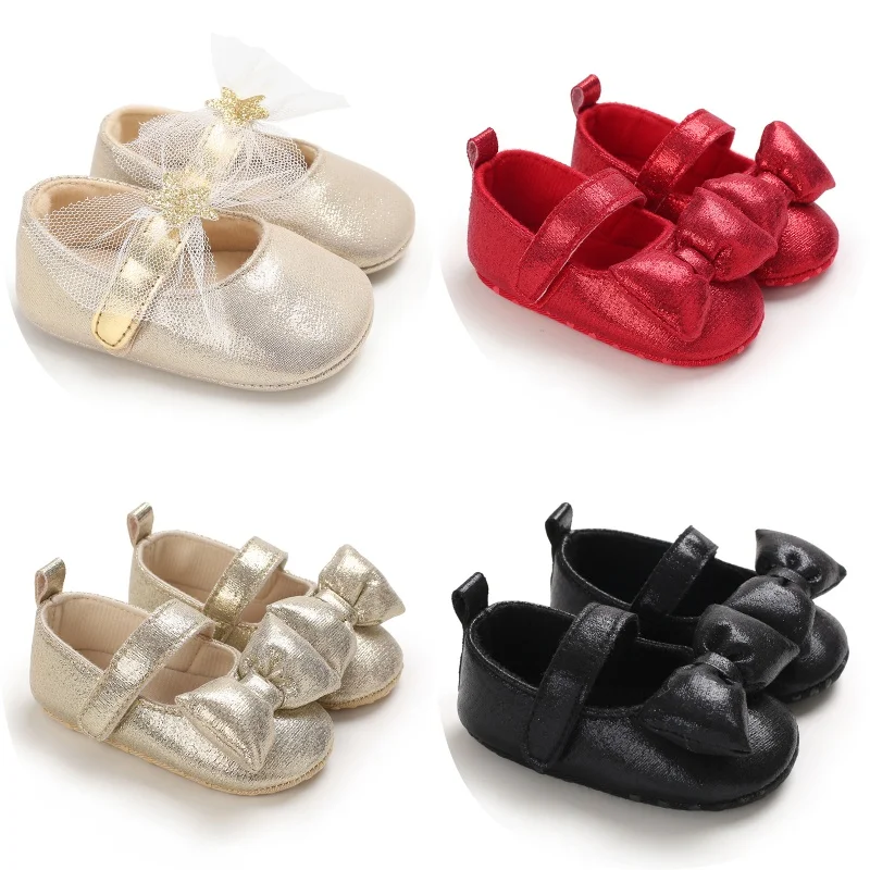 Neue goldene Babyschuhe für den Frühling, elegante, atmungsaktive Stoffsohle, Lauflernschuhe für Mädchen von 0–18 Monaten