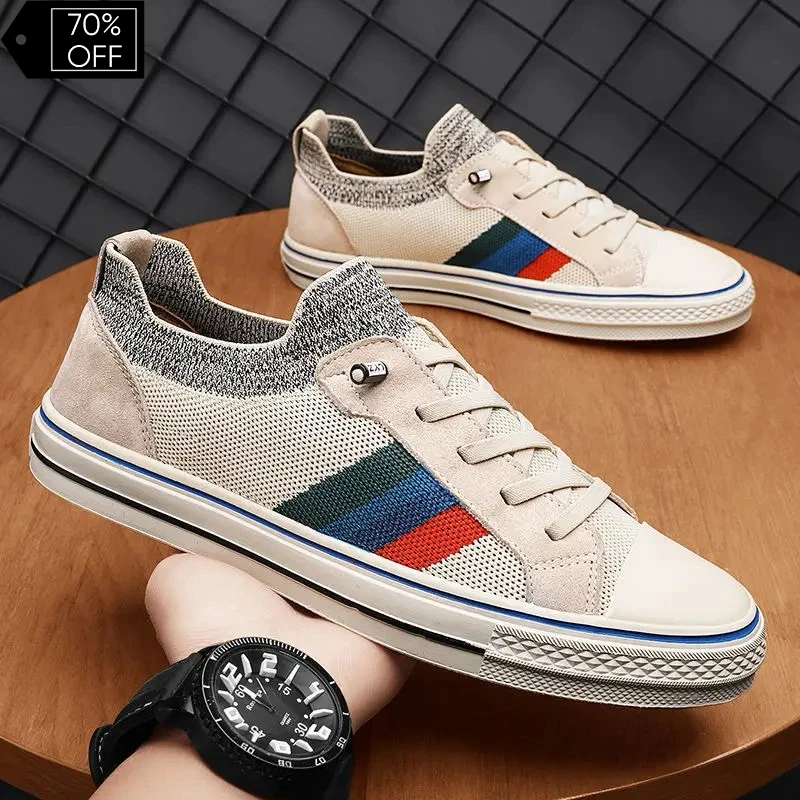 2026 Neuer Stil Freizeitschuhe für Herren Sneakers Slip-On Herrenschuhe Atmungsaktive Sommer-Loafer Canvas-Schuhe für Herren Mesh-Sneakers