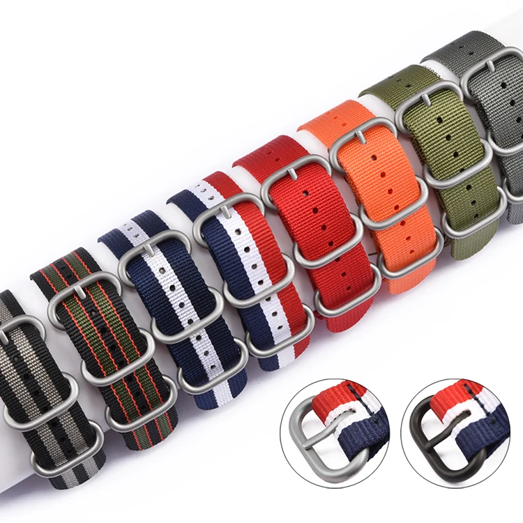 Gewebtes Nylonarmband, 20 mm, 22 mm, Edelstahl-Ringschnalle, Herren-Militär-Leinwand, Ersatz-Uhrenarmband, universelles Zubehör Image