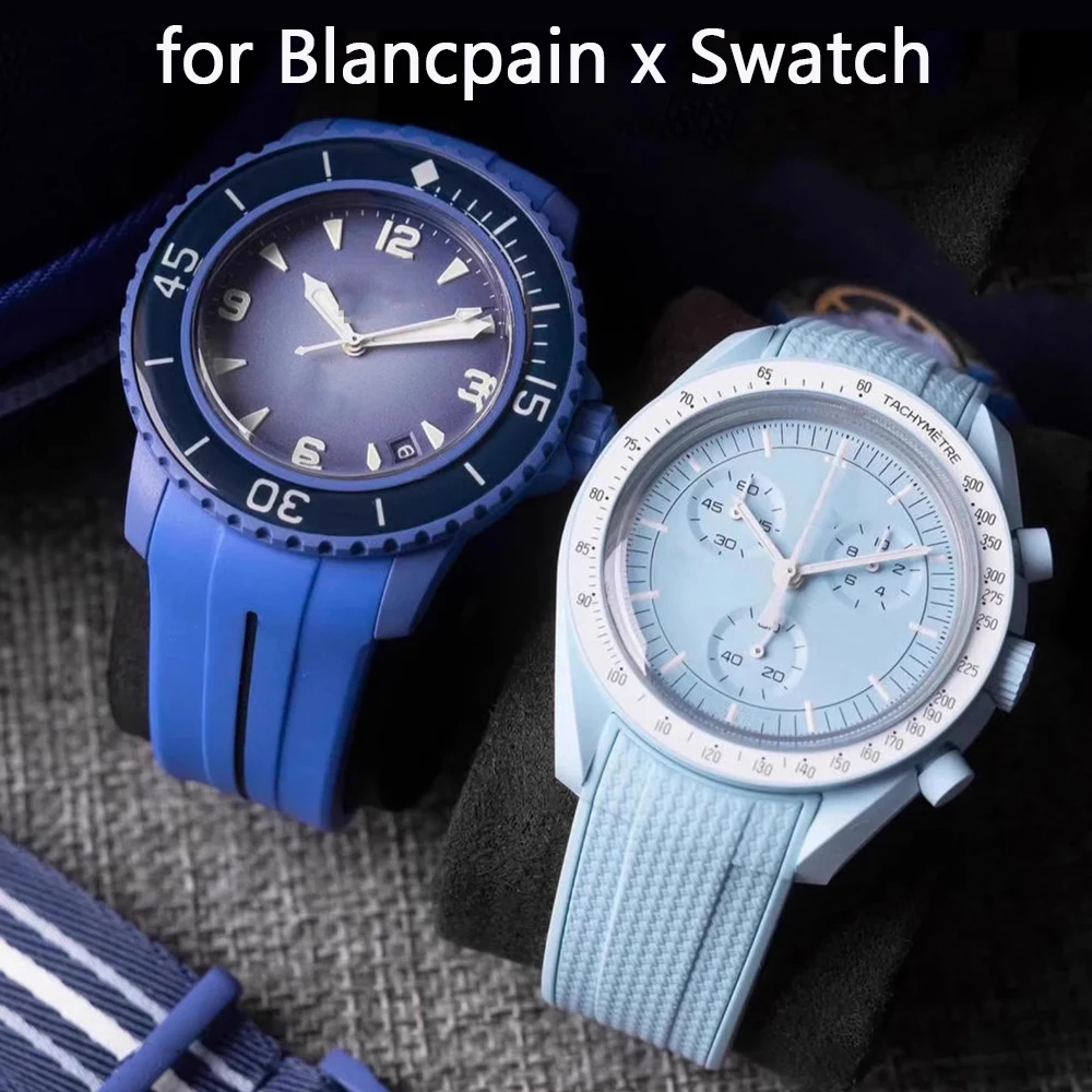 Kautschukarmband für Blancpain x Swatch Fifty Fathoms, 22 mm, gebogen, für Herren und Damen, Sport, wasserdichtes TPU, Ersatz-Uhrenarmband Image