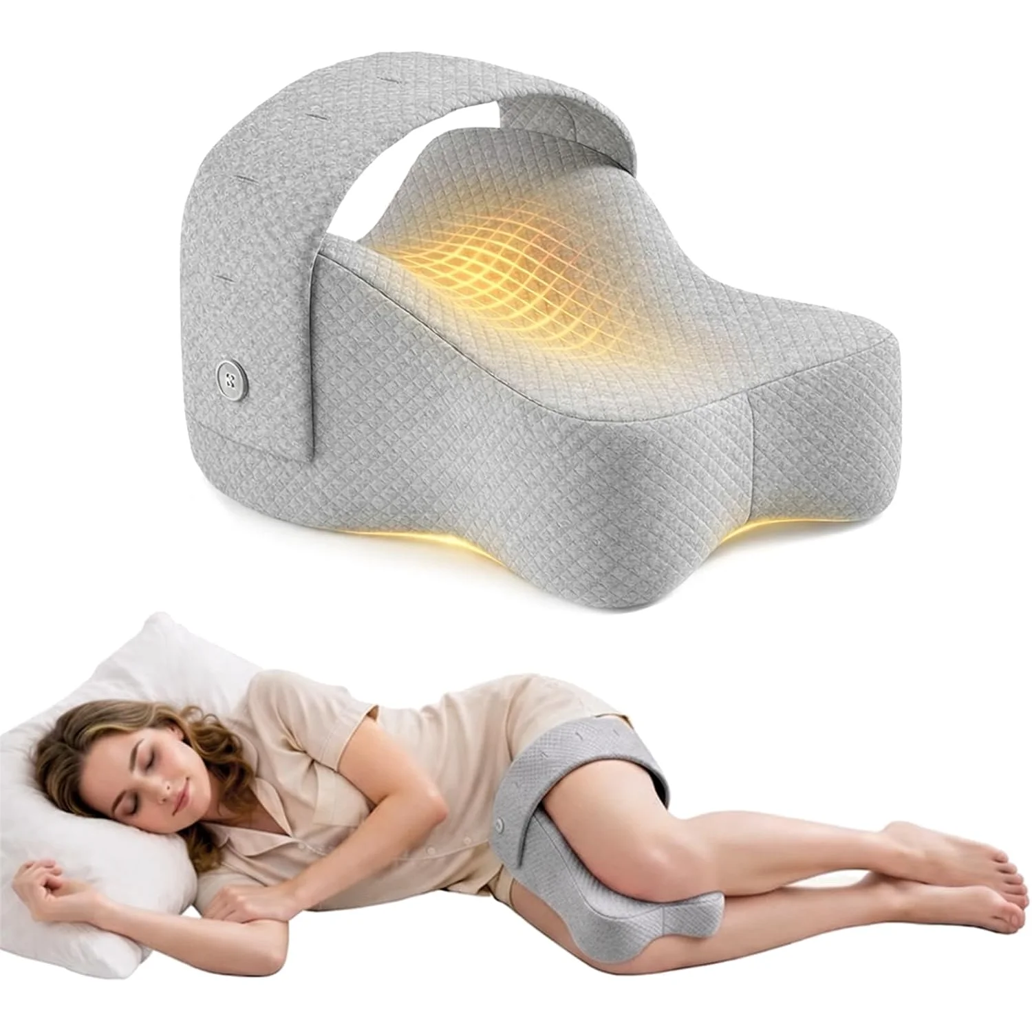 Memory-Schaum Kissen für Ausgewogene Unterstützung bei Hüft- und Ischias-Schmerzen, Beinkissen für Seitenschläfer, Verstellbarer Elastikriemen für Schwangere Image