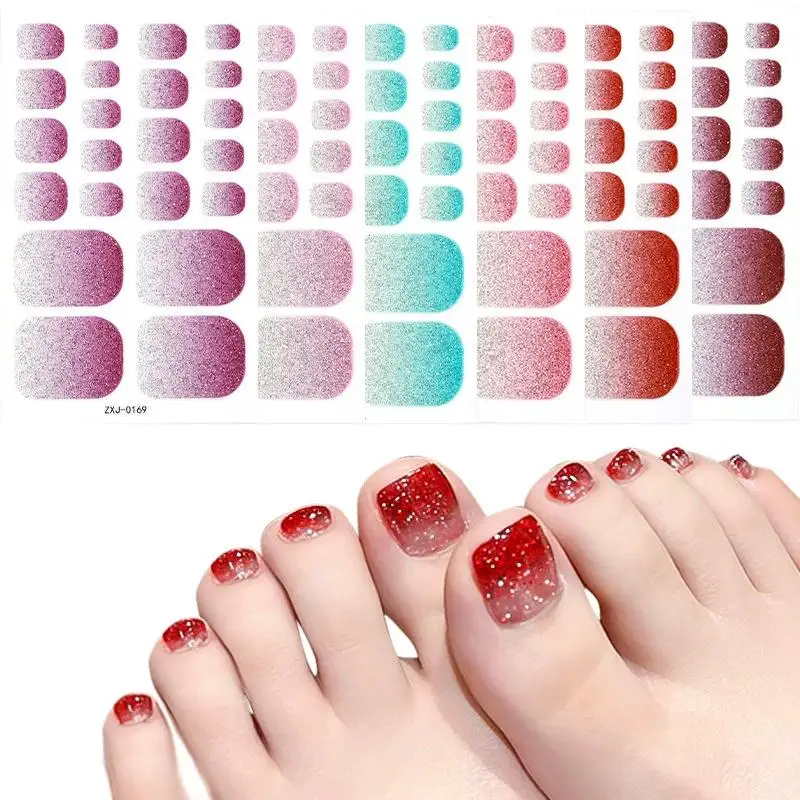 22tips Baking Free Zehennagel-Aufkleber Selbstklebende Zehennagel-Sticker für Frauen Sommer Glitzer Zehennagel-Aufkleber Vollflächige Nagelfolien Image