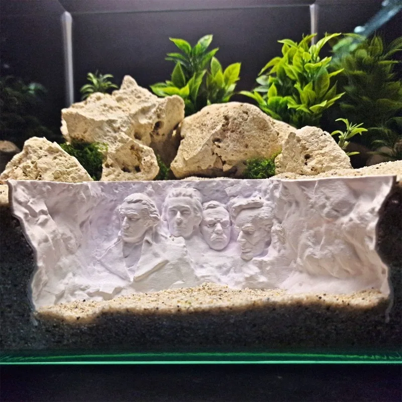 Amphibischer Geländeteiler für Aquarien – Rushmore-Ornament zur Höhendifferenzmontage für Reptilien und Aquarien Image