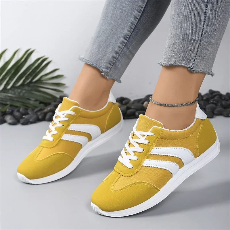 Trendige gelbe Freizeit-Sneaker für Damen, bequeme, leichte Sportschuhe für Damen, rutschfeste Damen-Laufschuhe für den Außenbereich
