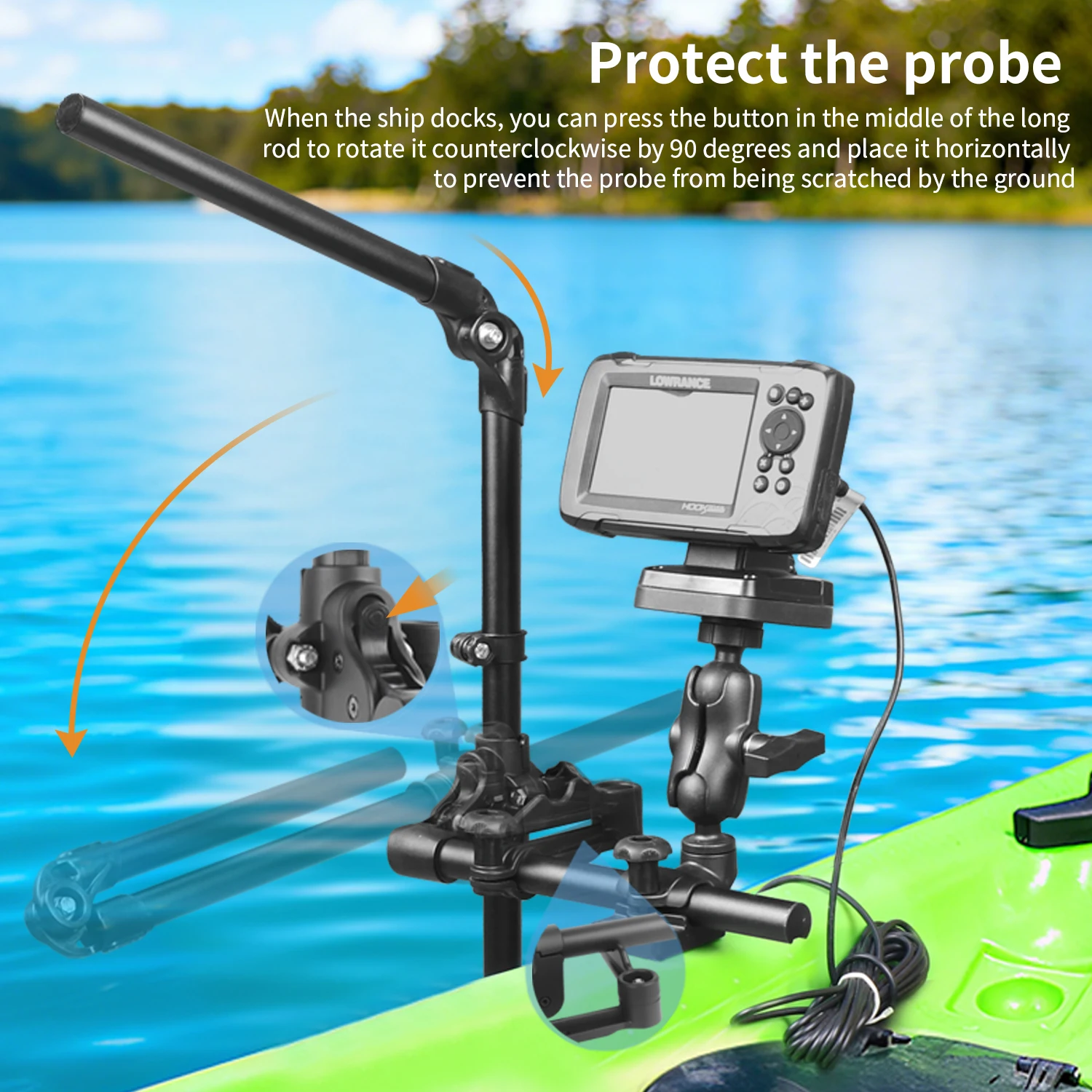 VIN Mounts Livescope Pole Mount für Kajak/Boot, Universal 360° ° Einstellbar drehbar, VIN-TYQ-003-ZJ-800 für Boot oder Kajak Image