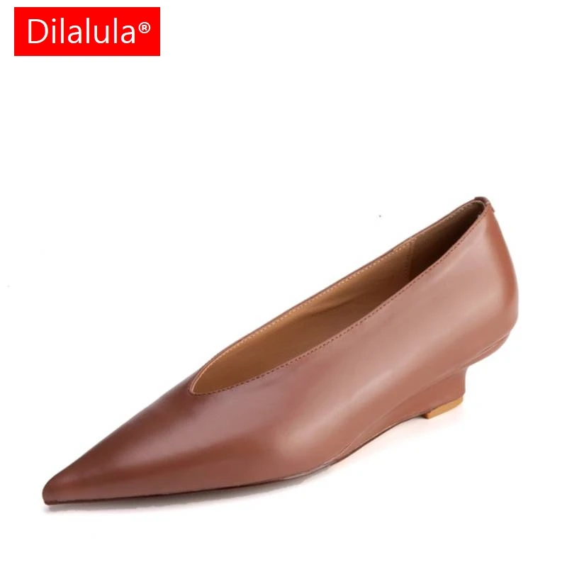 Dilalula 2025 Ins Heißer Verkauf Echtes Leder Keile Heels Pumps Frauen Spitz Concise Büro Damen Pumps Weibliche Kleid Schuhe