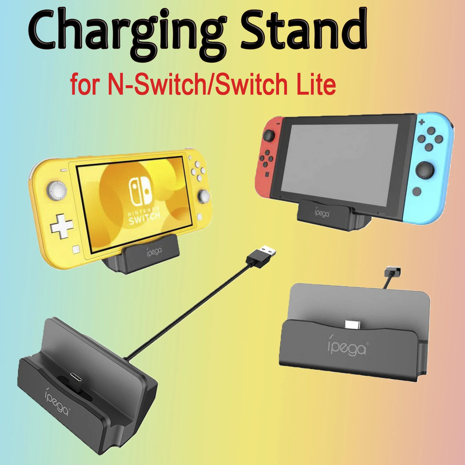 2-in-1-Ladestation für Switch/Switch Lite – Tragbarer Plug & Play-Ladegeräthalter Image