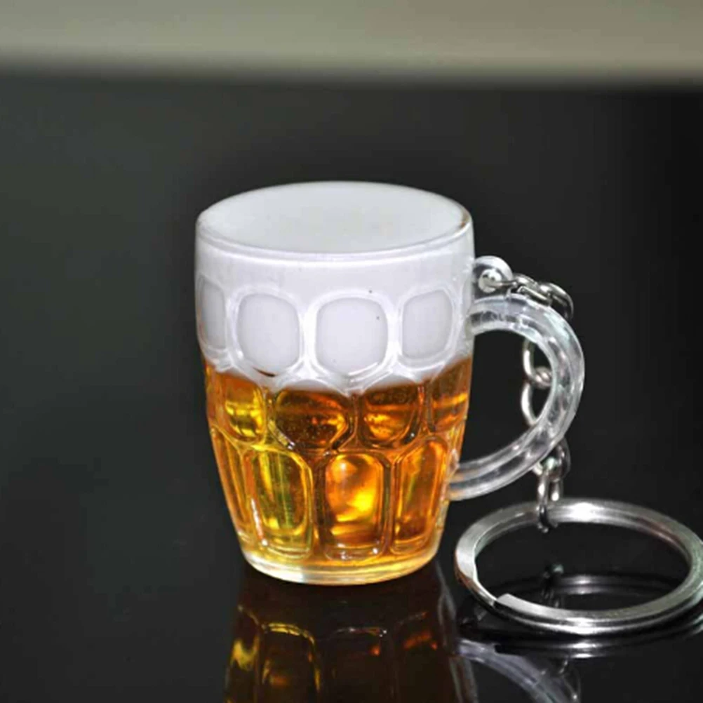 Neue Acryl Bier Becher Schlüsselbund Simulation Mini Trinken Glas Schlüsselring Männer Frauen Paar Schlüssel Halter Tasche Anhänger Schmuck Zubehör Geschenk Image