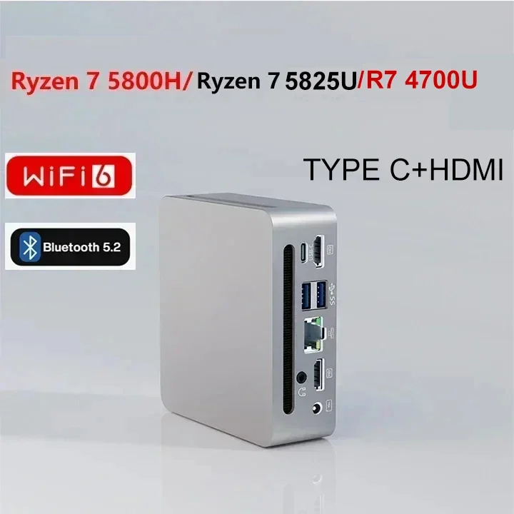 SZBOX S58 AMD Ryzen 7 5800H/Ryzen 7 5825U/R7 4700U Mini-PC Windows 11 DDR4 3200 MHz Nvme SSD WiFi6 BT5.2 Mini-Gaming-Computer Image
