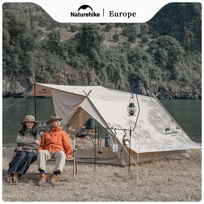Naturehike Cotton Eaves Campingzelt für 2 Personen, 4,8 Personen ㎡ Großflächiges, doppelt verdicktes Zeltdach in A-Form, tragbare Reiseausrüstung