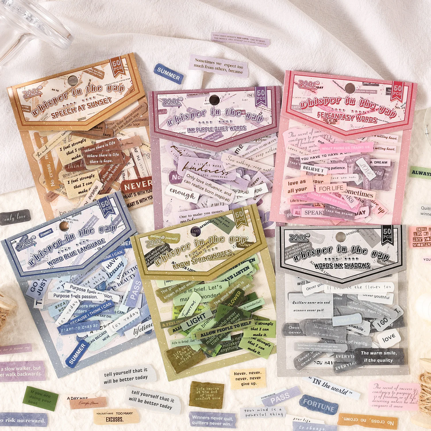 50 Stück Retro-Aufkleber mit englischem Buchstaben- und Notenmuster für handgemachte Fotoalben, Scrapbooking, Kunsthandwerk, Tagebuch, Dekorationspapier Image