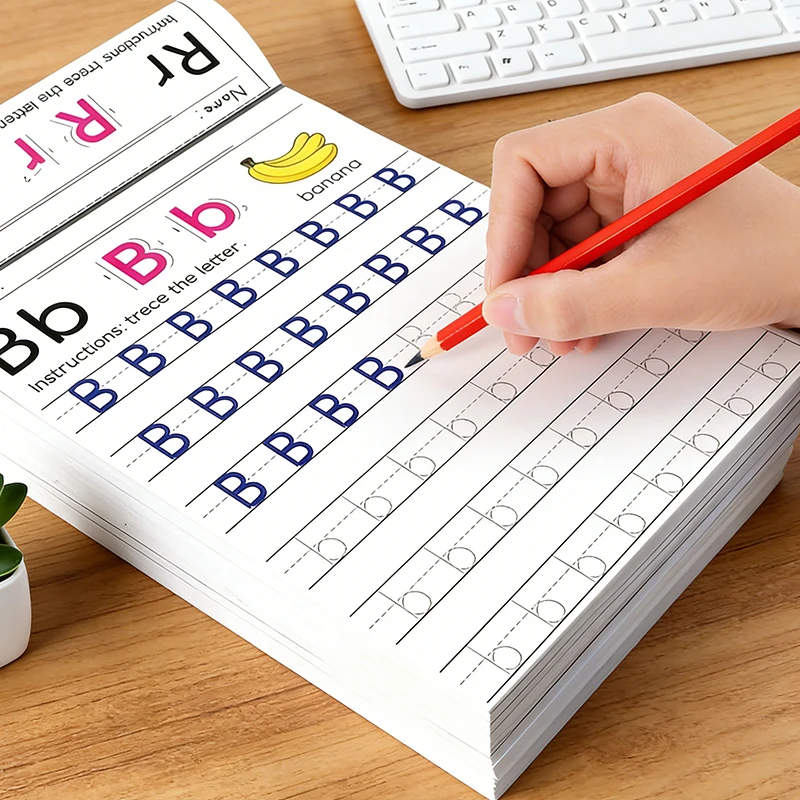 32-seitiges Alphabet-Lernbuch für Kinder, einschließlich ABC-Übungsbuch, Übungsheft für Groß- und Kleinbuchstaben, Stiftkontrolltraining für Vorschulkinder, mit farbcodiertem Seitendesign, zur Image